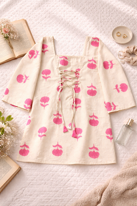Blush Bloom Cotton Kurti
