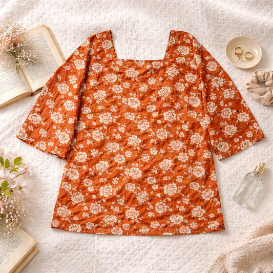 Rust Bloom Short Kurti