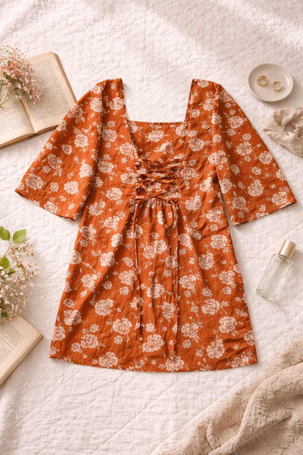 Rust Bloom Short Kurti