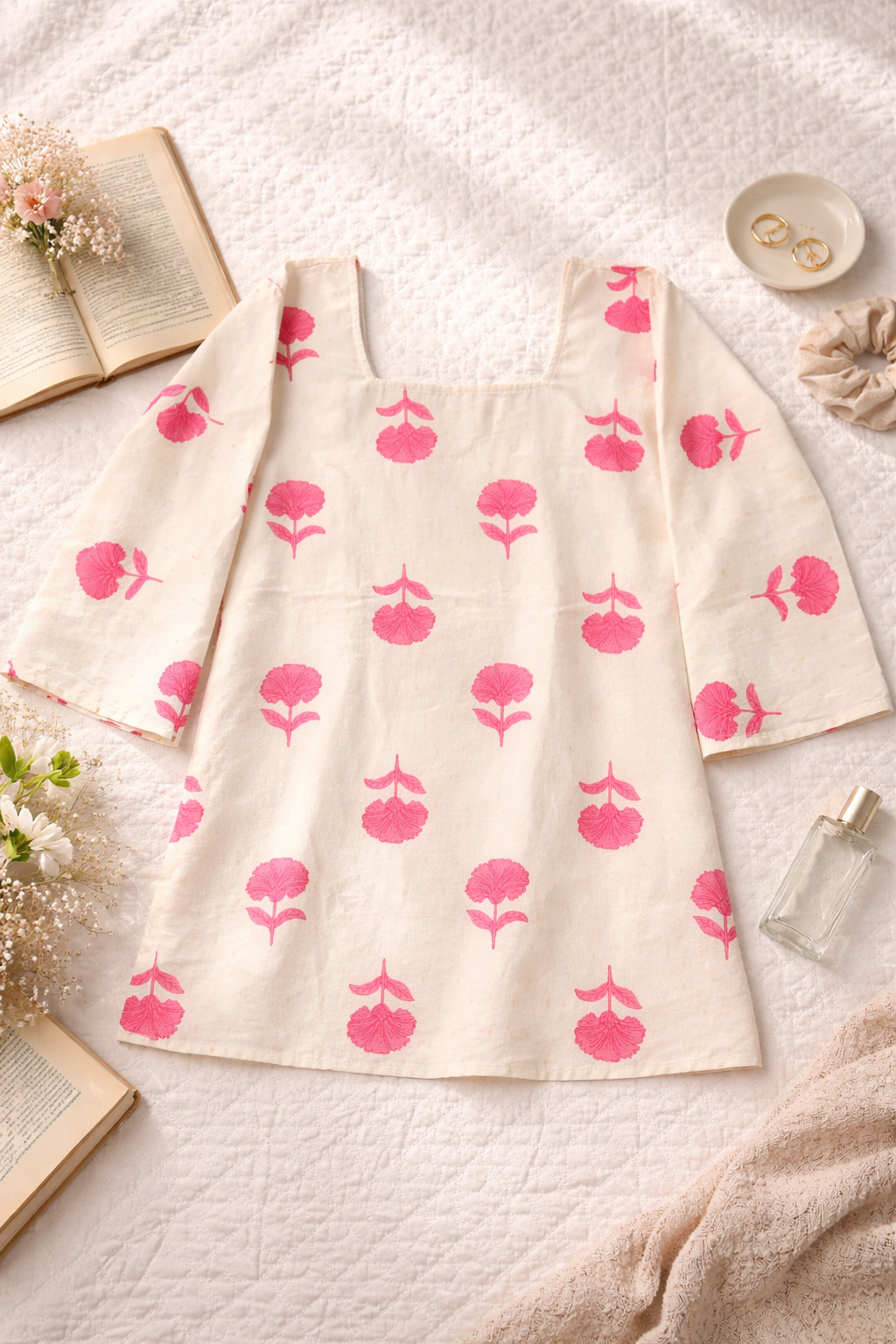 Blush Bloom Cotton Kurti