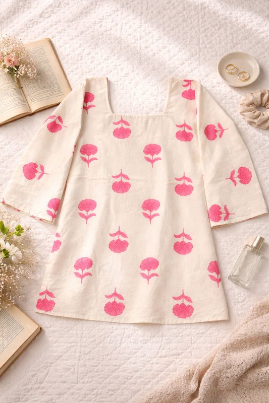 Blush Bloom Cotton Kurti